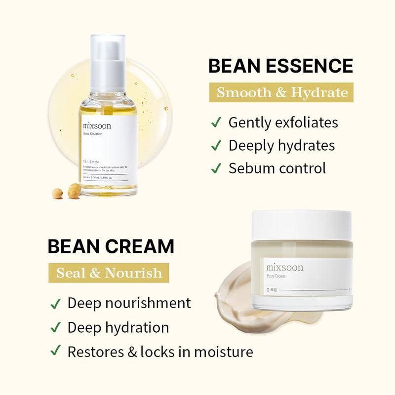 [mixsoon Official Shop] Glow Bean Set | Daily Nourishing Essentials - Bean Essence [50ml]+Bean Cream [50ml]+Soybean Milk Serum [50ml] | Korean Skincare