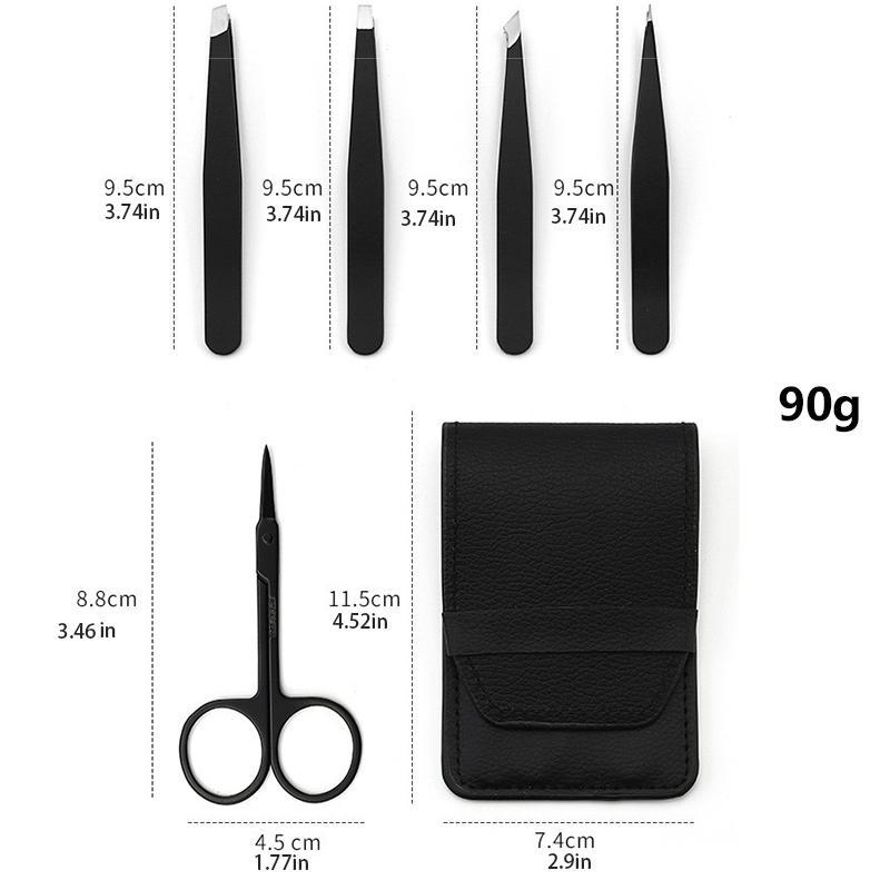 Eyebrow Tweezers Set, 6 Counts Professional Eyebrow Tweezers, Women's Facial Hair Tweezers with Eyebrow Scissors & Eyebrow Brush, Professional Skincare Tools for Women