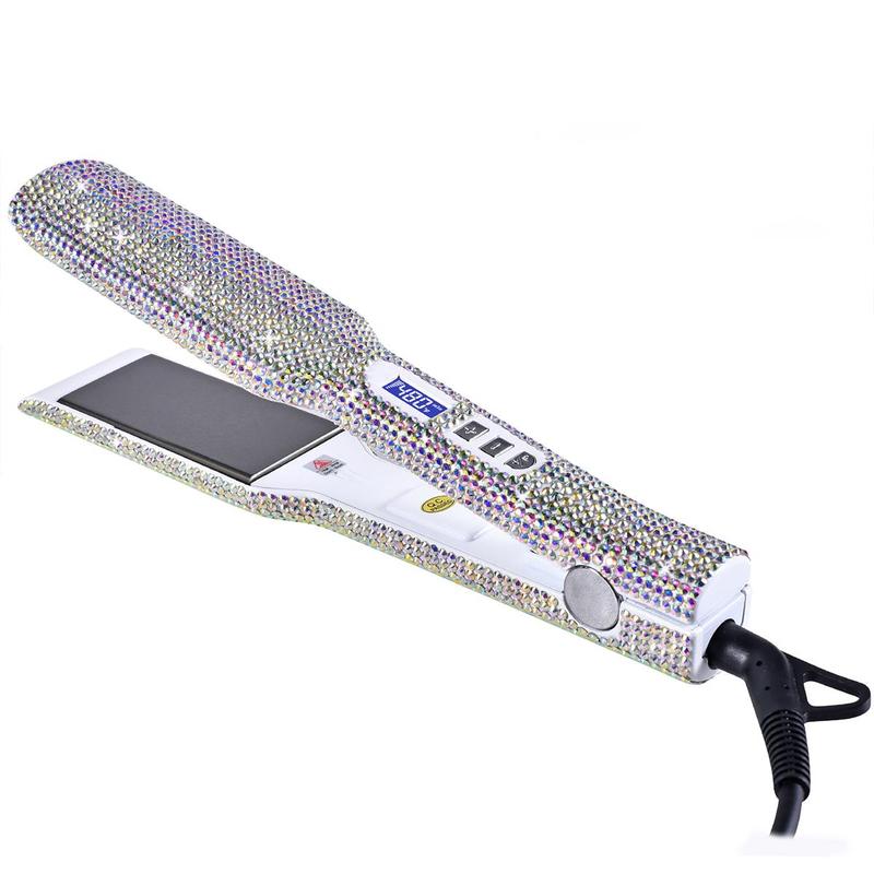 Rhinestone Decorated Hair Straightener, Professional Salon Hair Straightener, Titanium Flat Iron, Silk Press, Hair Styling Tool