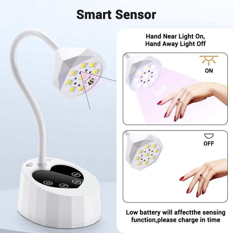 Nail Lamp, Cordless UV LED Nail Lamp, Auto Sensor with 4 Timers, Rechargeable Flash Cure Lamp with Love Base, Great for DIY Home & Salon Manicure, Christmas Gift