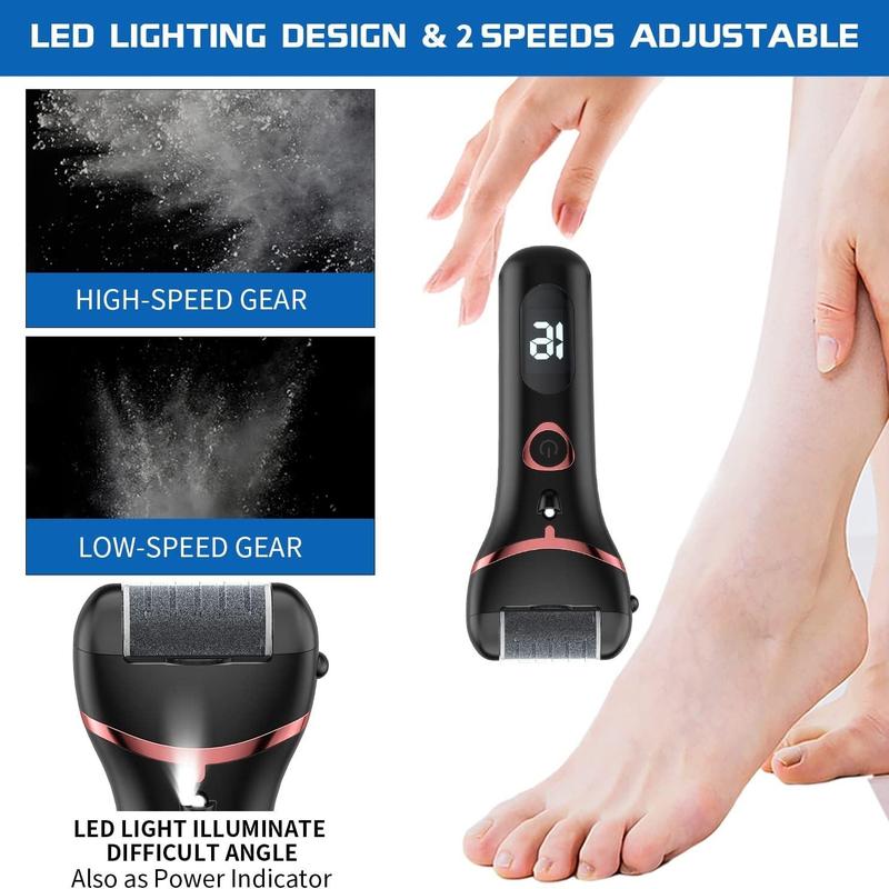 Waterproof Electric Foot File, 1 Set Rechargeable Portable Foot Callus Remover with Accessories, Professional Foot Care Tool for Home & Salon Use