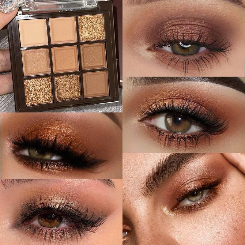 Neutral Brown Eye Shadow palette- Rose Gold Dark Brown Eyeshadow Palette Colorful 9 Colors, Matte Shimmer Highly Pigmented Nude Eyeshadow Palette Makeup Naturing-Looking Long Lasting