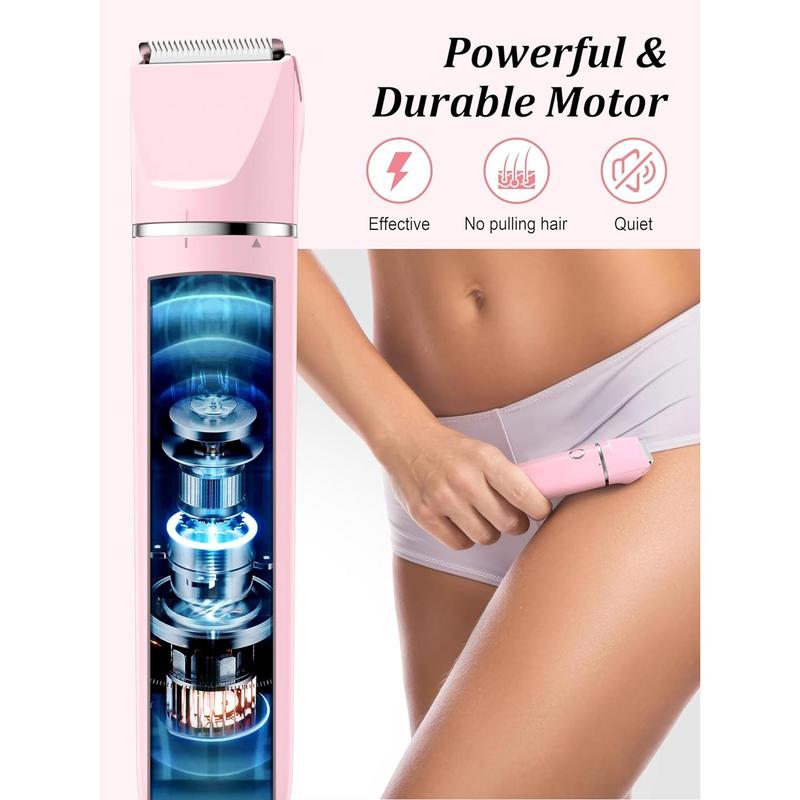 Bikini Trimmer and Shaver Kit for Women - 2-in-1 Wet Dry Electric  Hair Trimmer Facial Hair Removal Cordless  Bikini Shaver Razor for  Lip Chin Pubic Underarm