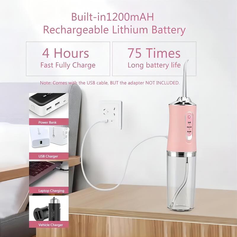 ETHME Oral Irrigator 4 In 1 Water Flosser Cordless Portable and Rechargeable Irrigation Cleaner -Comprehensive Daily Teeth Care Solution for Men Women