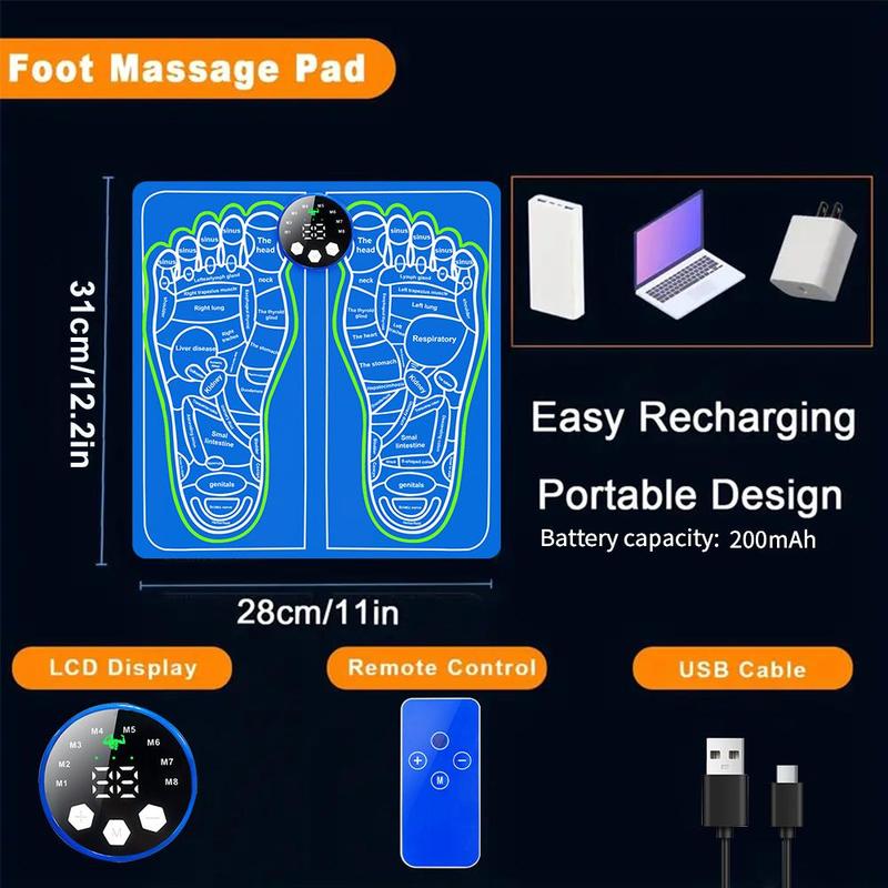 Electric Foot Massager Pad, 1 Set Electrical Muscle Stimulation Foot Massager, USB Charging Portable Foot Massage Machine for Women & Men