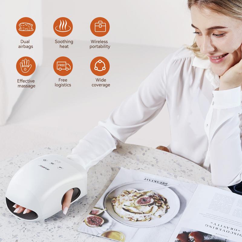 CINCOM Portable Hand Massager, Cordless, with Comfort Heat and Gentle Massage, Adjustable Settings, Auto-Off Feature, Rechargeable, Perfect for Daily Relaxation, Ideal Gift