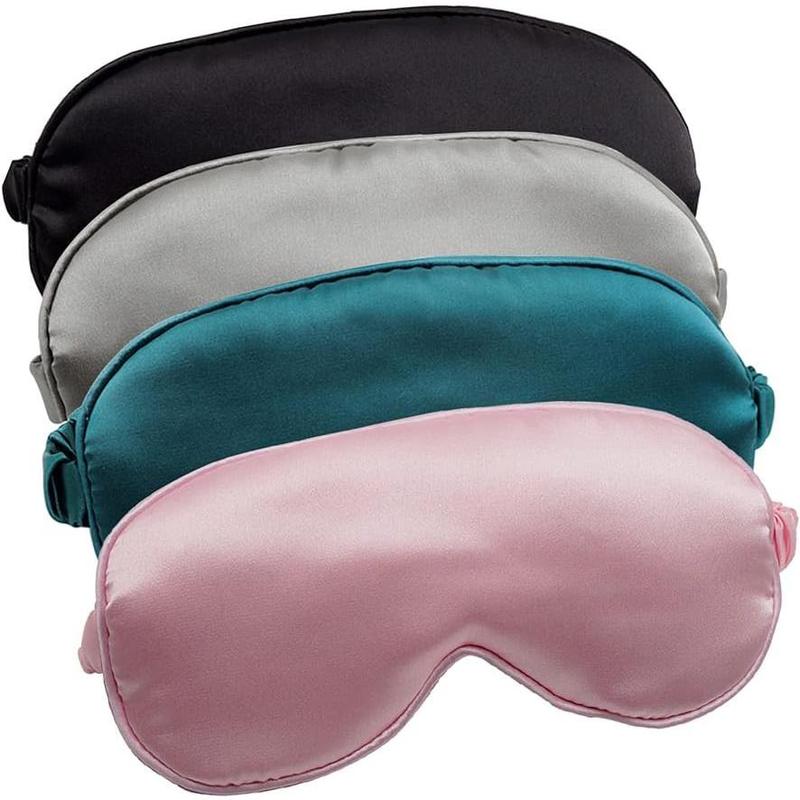 Sleep Mask 4 Pack Silk Eye Cover Soft Satin Blindfold Elastic Strap Night Eyeshade Travel Nap for Women Men