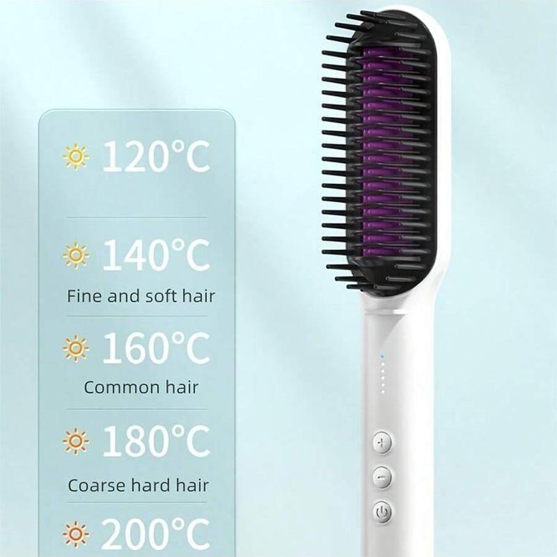 Professional Hair Straightener Brush, 5 Heat Level Fast Heating Hair Straightener, Hair Styling Comb for Women, Girls, Men, Portable Hair Curling & Straightening Tool