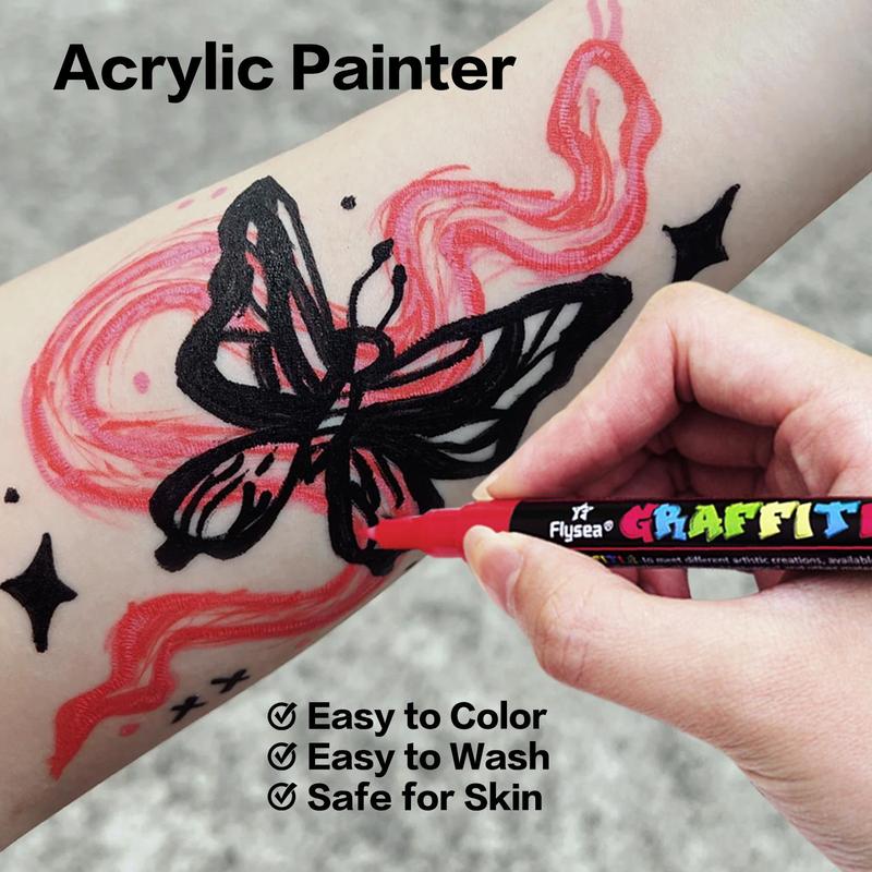 12pcs set Body Paint Marker Pen, Face Body Art Temporary Tattoo Drawing Pen, Party Supplies