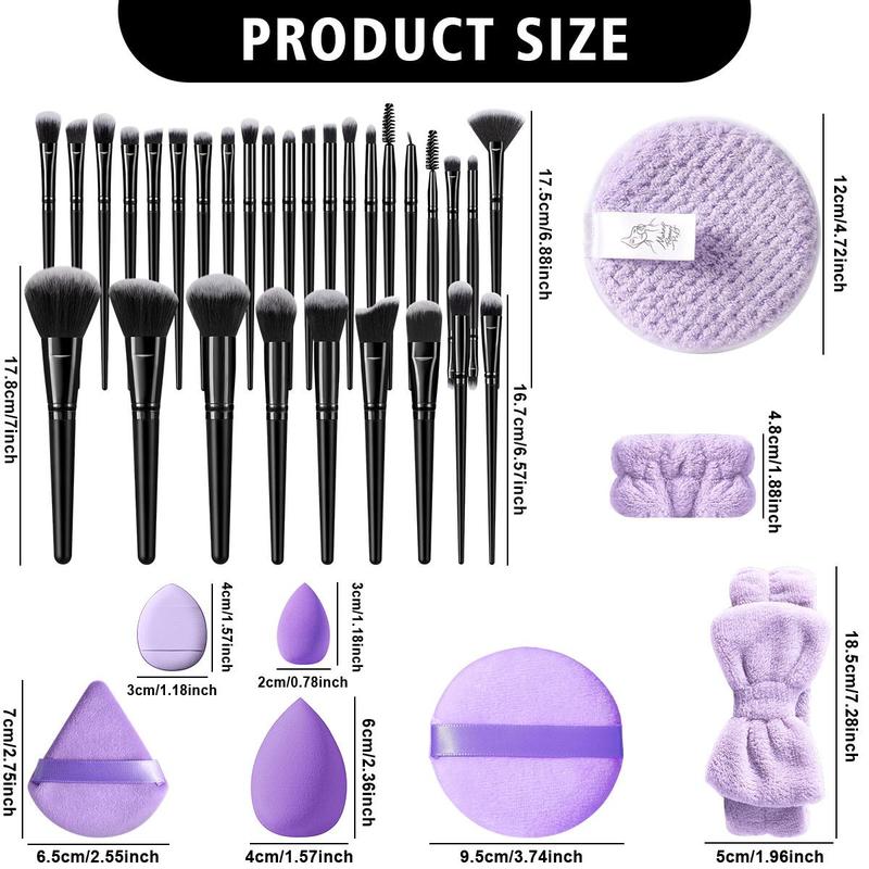 Makeup Tool Set, 60pcs set Makeup Brushes & Sponge & Headband & Wristband & Powder Puff & Finger Powder Puff, Professional Makeup Tools for Women