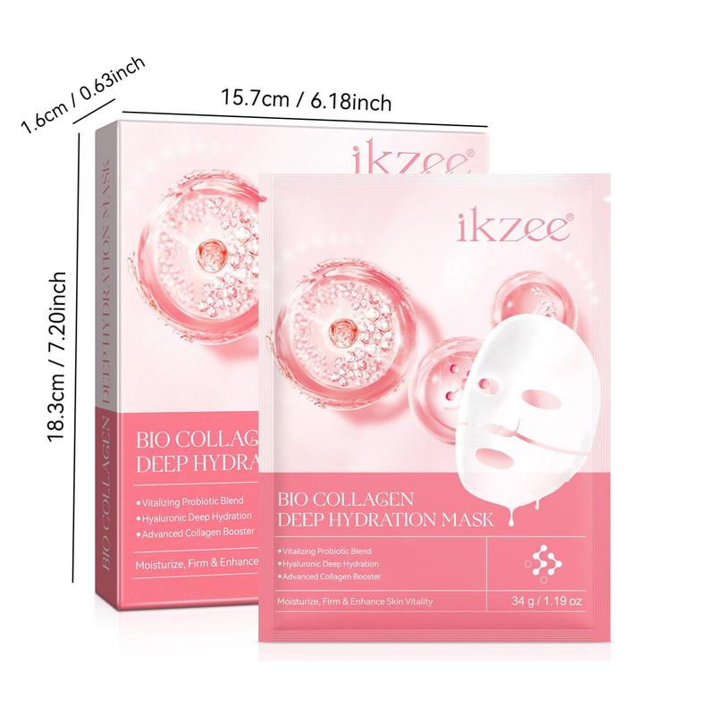 Collagen Deep Hydration Mask, 4 Counts box Moisturizing Face Mask, Hydrating Face Mask, Face Care Product for Women & Girls