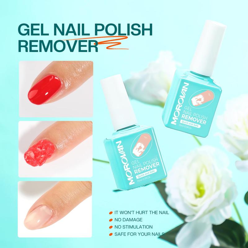 MOROVAN Gel Polish Remover Kit - Gel Nail Polish Remover Set with Latex Tape Peel Off Liquid with Cuticle Pusher Peeler Cuticle Oil Nail File Cleaner Quick & Easy No Need for Foil Soaking Or Wrapping