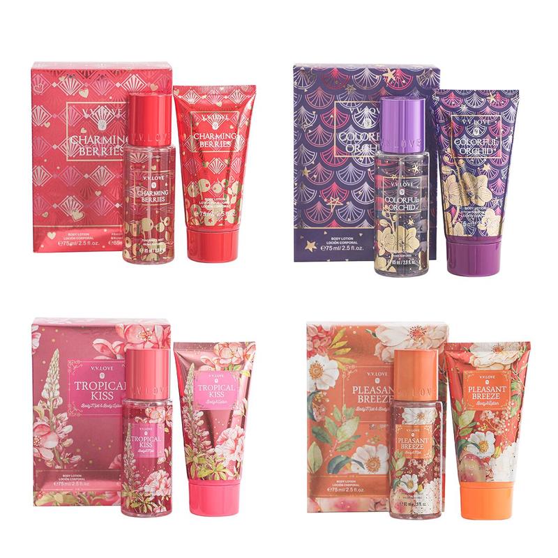 Fruity Floral Scented Perfume & Body Cream Set, 2 Counts set Body Spray & Body Lotion, Long Lasting Fragrance for Women, Gift for Women, Christmas Gift