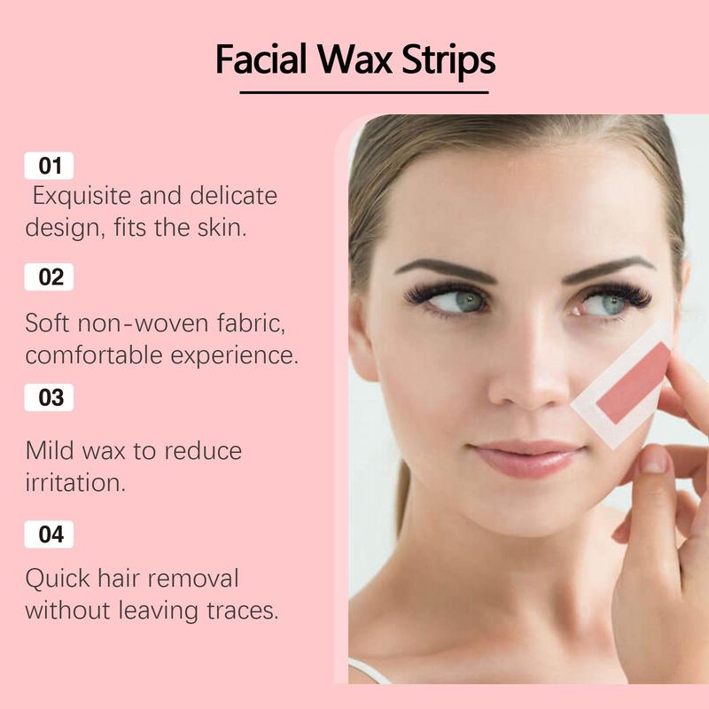 Rose Facial Wax Strips, 1 Box Gentle Facial Hair Removal Wax Strips, Facial Hair Removal Product for Women, Hair Removal Tool for Face, Chin, Brow, Lip