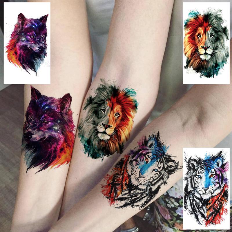 Animal Pattern Temporary Tattoo Sticker, 15pcs Cool Fake Tattoo Sticker, Body Art Sticker for Women & Men