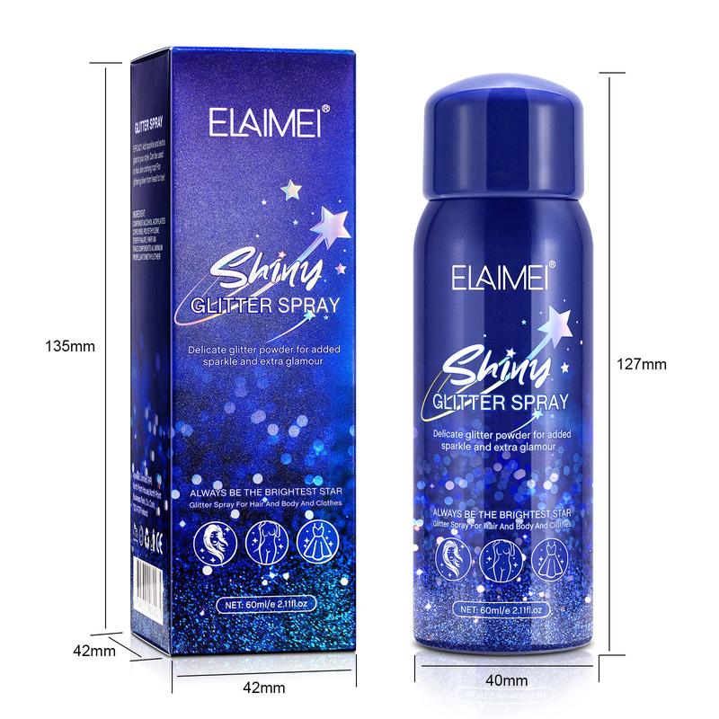 Body Glitter Spray, Glitter Spray for Hair and Body,Clothes, Quick-Drying and Long-Lasting Makeup Cosmetic