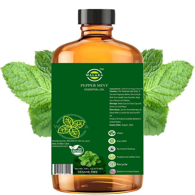 Peppermint Essential Oil - 16 oz | 100% Pure & Natural for Aromatherapy, Skin, Hair & Scalp Care