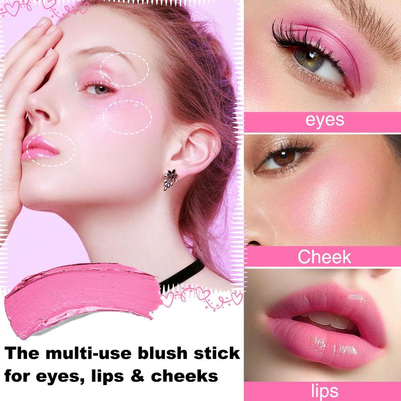 Long-lasting Blush Stick, 1 Box Multifunctional Blush for Cheeks, Lips, Eyes, Waterproof Blush Stick, Natural Look Blush for Daily Makeup, Christmas Gift