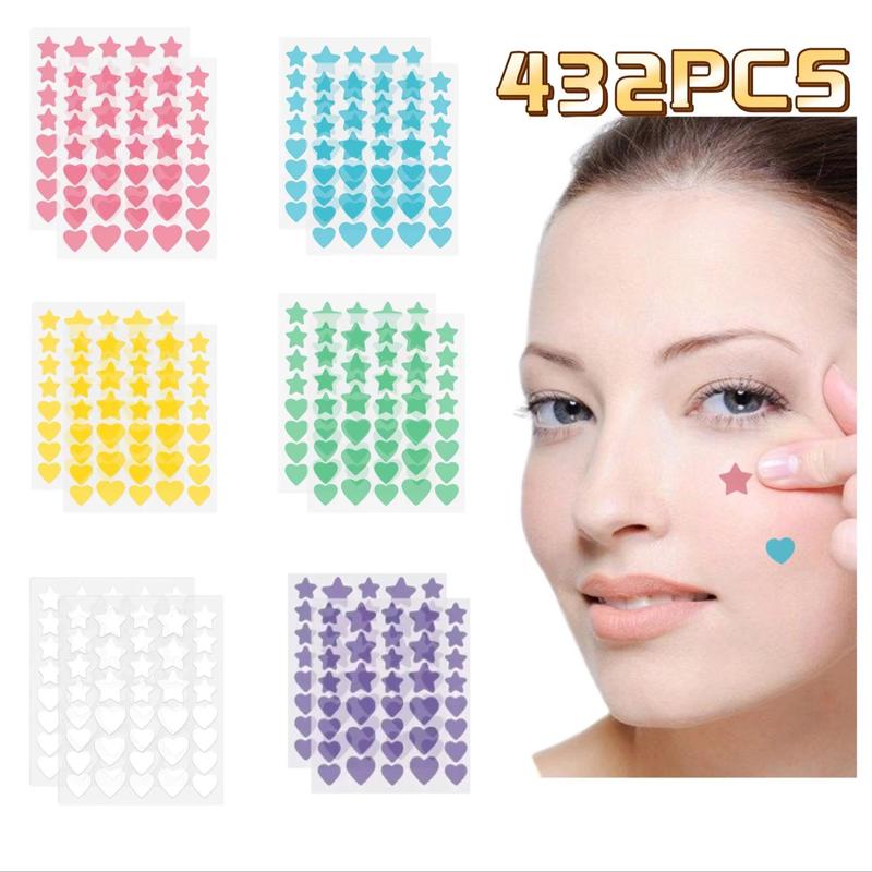 Star & Heart Shaped Pimple Patch, 432pcs box Hydrocolloid Acne Cover Patch, Skin Care Product for Women & Men, Christmas Gift