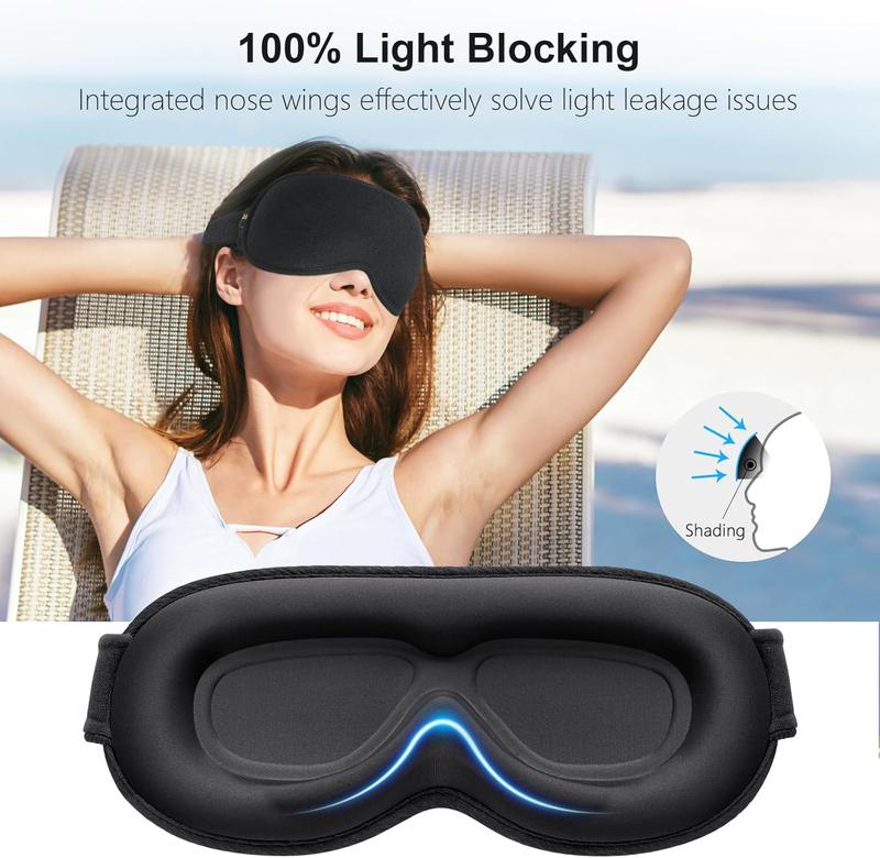 Blackout Sleep Eye Mask for Women Men, Zero Eye  Sleeping Mask -  Design 3D Cutout Eye Movement and Eyelash Friendly Night Blindfold, Ultra Soft & Comfortable for Sleeping Lightweight