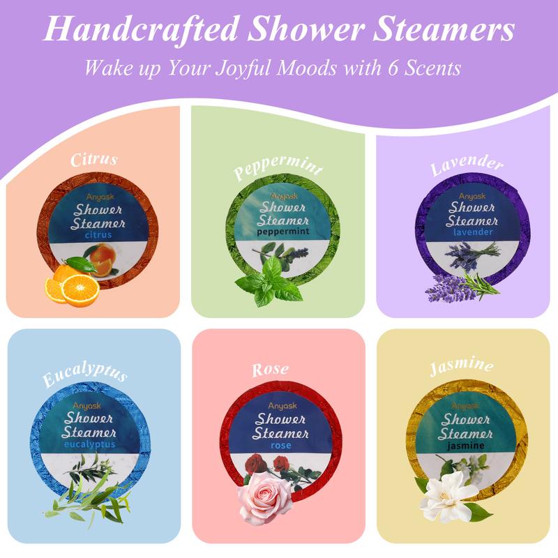 AnyaskBody Restore Shower Steamers Aromatherapy 13 Pack Travel Essentials Stress Relief and Self Care Body Care Body Wash