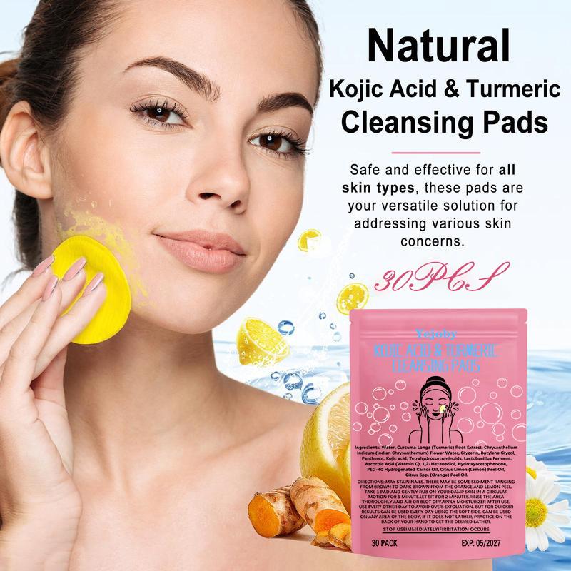 (New) 2024 Turmeric Cleansing Exfoliating Pads Facial Cleansing Skincare Comfort Turmeric & Ginger Cleansing Pads, 30pcs Bags Exfoliating Skin Care Pad, Deep Cleansing Facial Skin Care Product for Women & Men