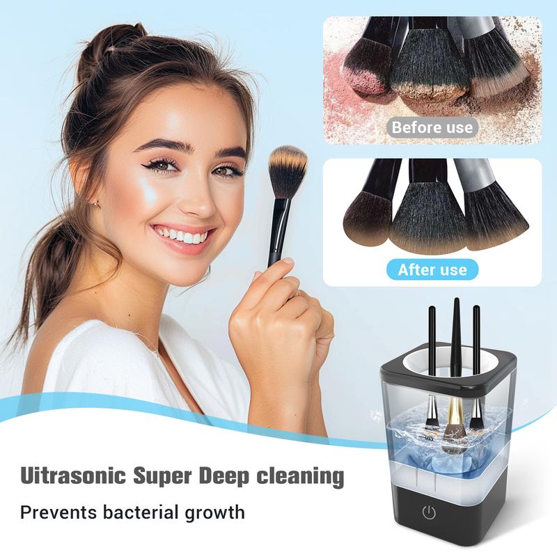 Makeup Brush Cleaner, Electric Makeup Brush Cleaner and Dryer Machine,Auto-Rotating Spinning Makeup Brush Cleaner Machine,Fast and Efficient Machine for Deep Cleaning All Brush Types