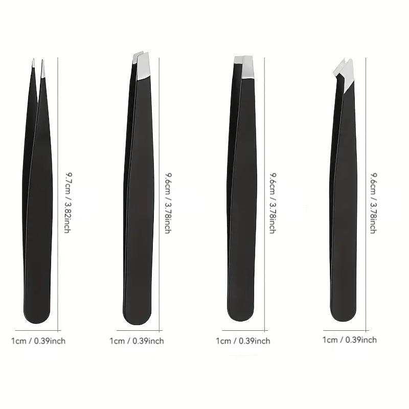 Professional Stainless Steel Precise Eyebrow Tweezers, 4 Counts Eyebrow Clippers Eye Brow Clips, Facial Hair Removal Tool Set for Eyebrows, Christmas Gift