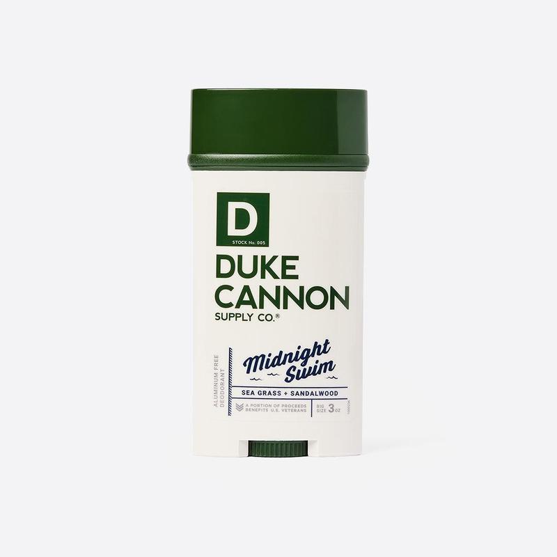 Duke Cannon Supply Co. Aluminum Free Deodorant for Men 3 oz. Midnight Swim - Unique Masculine Scent, Odor Control & Soothe Skin