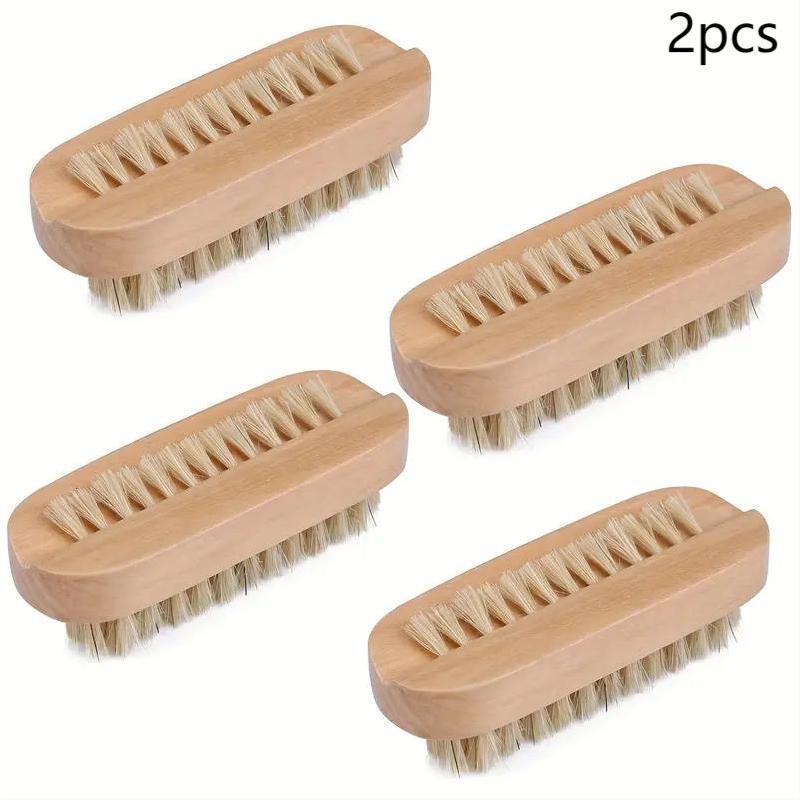 Wooden Nail Brush, 2 Counts Multifunctional Nail Brush for Cleaning Fingernails and Toenails, Strong Cuticle Dust Cleaner, Nail Care Tool for Women & Men