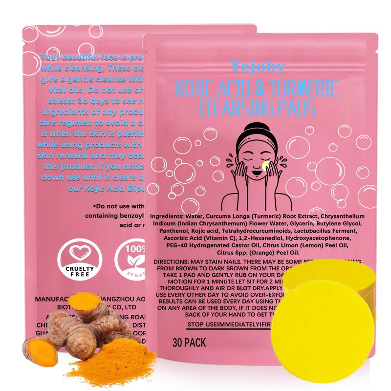 (New) 2024 Turmeric Cleansing Exfoliating Pads Facial Cleansing Skincare Comfort Turmeric & Ginger Cleansing Pads, 30pcs Bags Exfoliating Skin Care Pad, Deep Cleansing Facial Skin Care Product for Women & Men