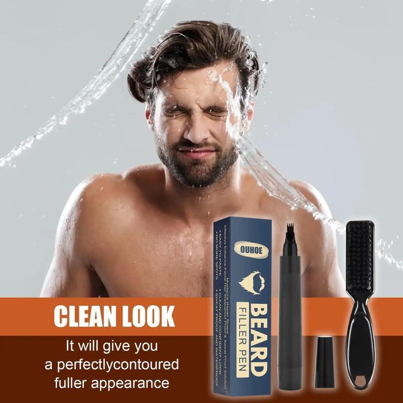 Beard Filler Styling Pen with Brush, 1 Count Beard Strengthening & Thickening Pen with 1 Count Comb Brush, Men's Care Product Kit