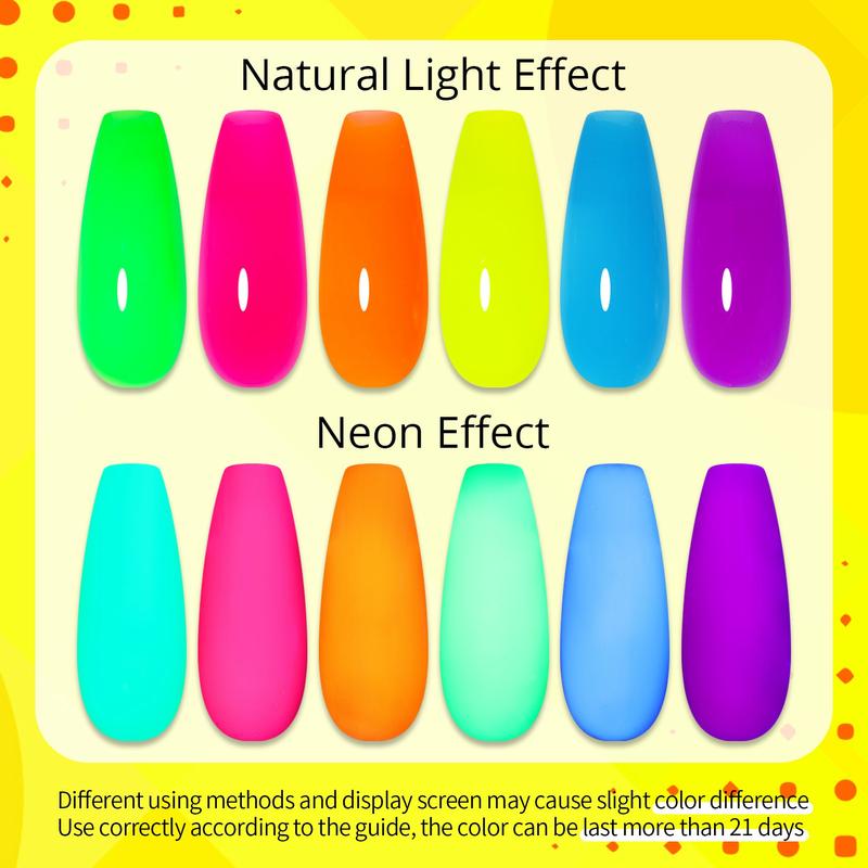 UR SUGAR Neon Poly Nail Extension Gel Nail Polish Set 6 Colors Neon Green Yellow Orange Bright Colors Poly Nail Gel Polish Kit Long Lasting Soak Off Gel Polish Gift for Women&Girls Nail Art DIY At Home Nail Care