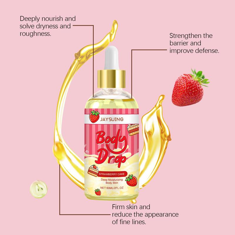 Strawberry Cake Body Oil, Deep Moisturizing & Nourishing Body Massage Oil, Hydrating Body Care Product for Women & Girls