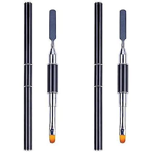 2 Pack of Polygel Brush and Picker Dual-Ended 2 IN 1 Design Stainless Steel Gel  Brush Polygel Slice Tool for PolyGel UV Gel  Nails Extension Quick Building Gel by