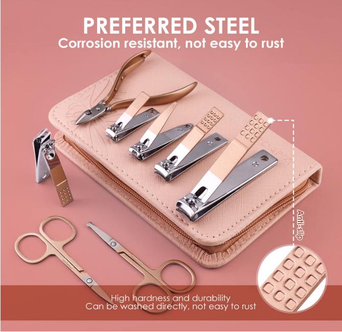 Manicure Set Pedicure Kit - 30 in 1 Nail Kit Professional Stainless Steel Nail Care Kit for Women - Pink