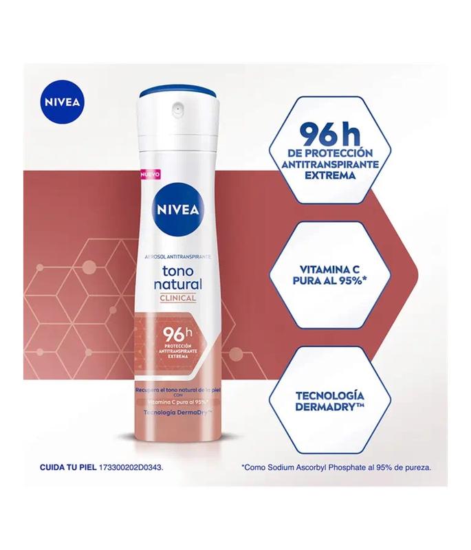 NIVEA Spray Antipresperant TONO NATURAL -150 ML, Alcohol-Free, Dermatologically Tested