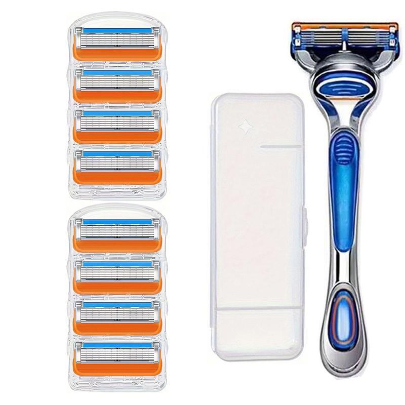 Men's Professional Razor Blade Set, 1 Count Razor Holder & Razor Blades, Wet and Dry Use Men's Daily Care Tool, Great for Travel, Daily Use