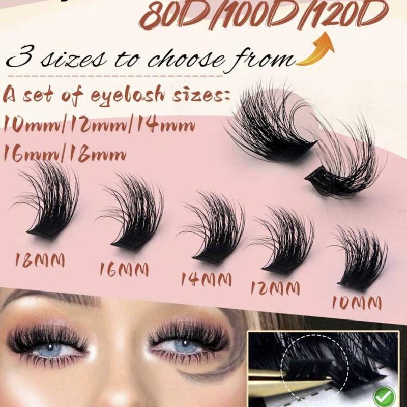 Fluffy False Eyelashes, 1 Box 10-18mm Natural Look Eyelash Extensions, Self Grafting Curl Eyelashes, Eyelash Extensions Kit, Eye Makeup Enhancement for Women & Girls, Christmas Gift