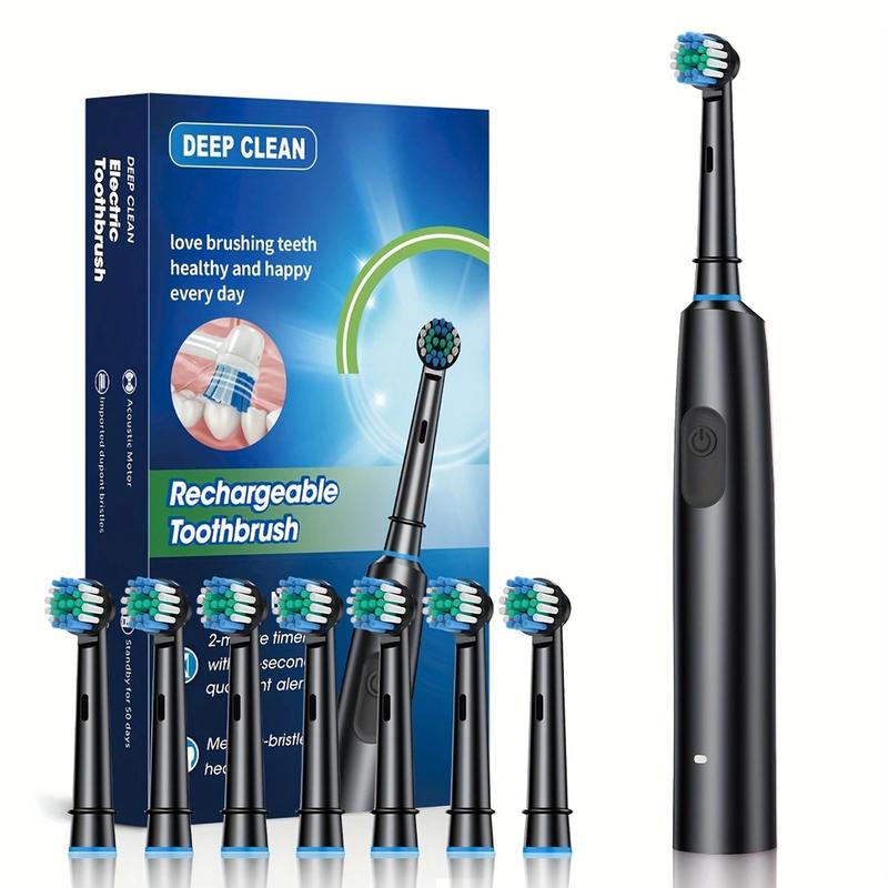 Rechargeable Rotating Electric Toothbrush Set, 1 Count Electric Toothbrush & 7 Counts Replacement Brush Heads, Oral Care Product for Adults, Gift for Men & Women, Christmas Gift