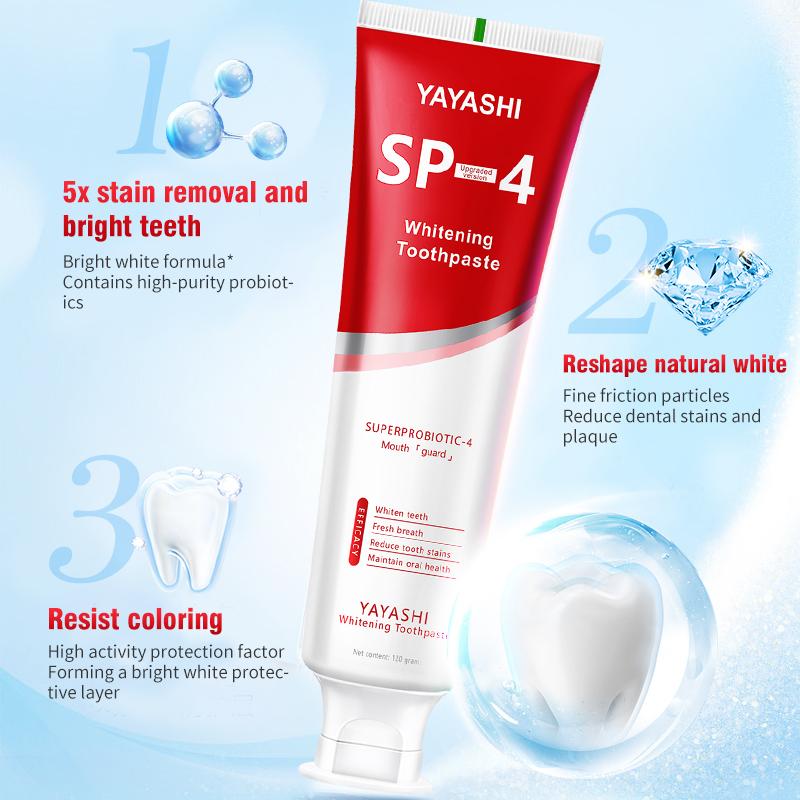 YAYASHI SP-4 Toothpaste Oral Health Management,sp-4 ultra whitening toothpaste probiotics,sp4 toothpaste whitening,Pasta de dientes,Fresh Breath,Teeth Brightening Booster,trending toothpaste,healthy toothpaste,pasta blanque adora dental