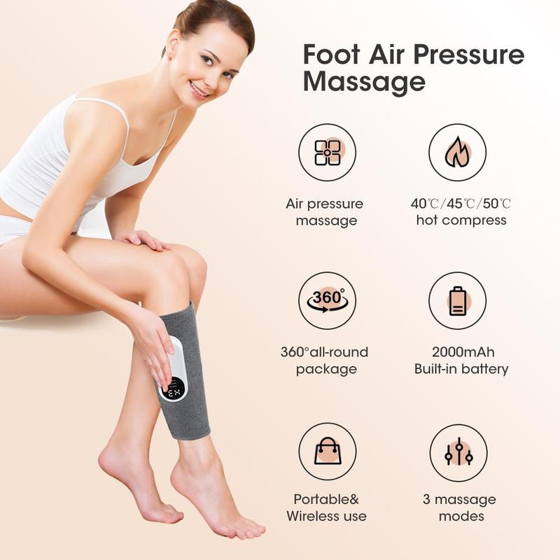 Air Bag Calf Massager, 1 Pair 3 Modes & 3 Gear Hot Compress Calf Massage Tool, Leg Massage Machine for Women & Men, Electric Massager, Personal Care Appliances