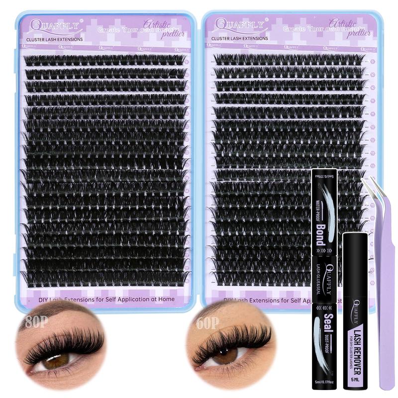 Natural Look Eyelash Extensions Kit, 1 Box Individual False Eyelashes with Eyelash Glue & Tweezers & Remover, Professional Eye Makeup Accessories for Women, Christmas, Christmas Gift