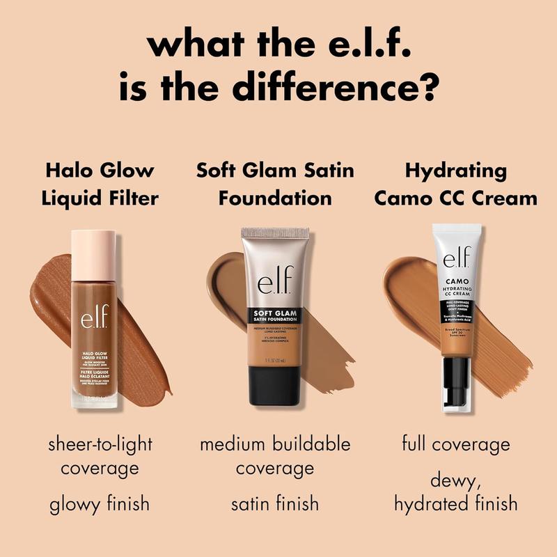 e.l.f. Soft Glam Foundation, Medium Coverage, Long-Lasting & Buildable Foundation For A Smooth, Satin Finish, Vegan & Cruelty-Free, 25 Light Neutral