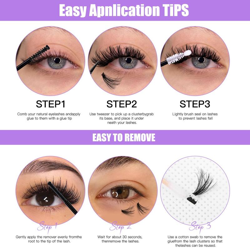 Natural Look Eyelash Extensions, 270pcs Mixed Length 3 Styles Individual False Eyelashes, Curl Individual Lashes Kit with Lash Bond and Seal Lash Tweezers, Professional Eye Enhancement Tools for Women, Christmas, Christmas Gift