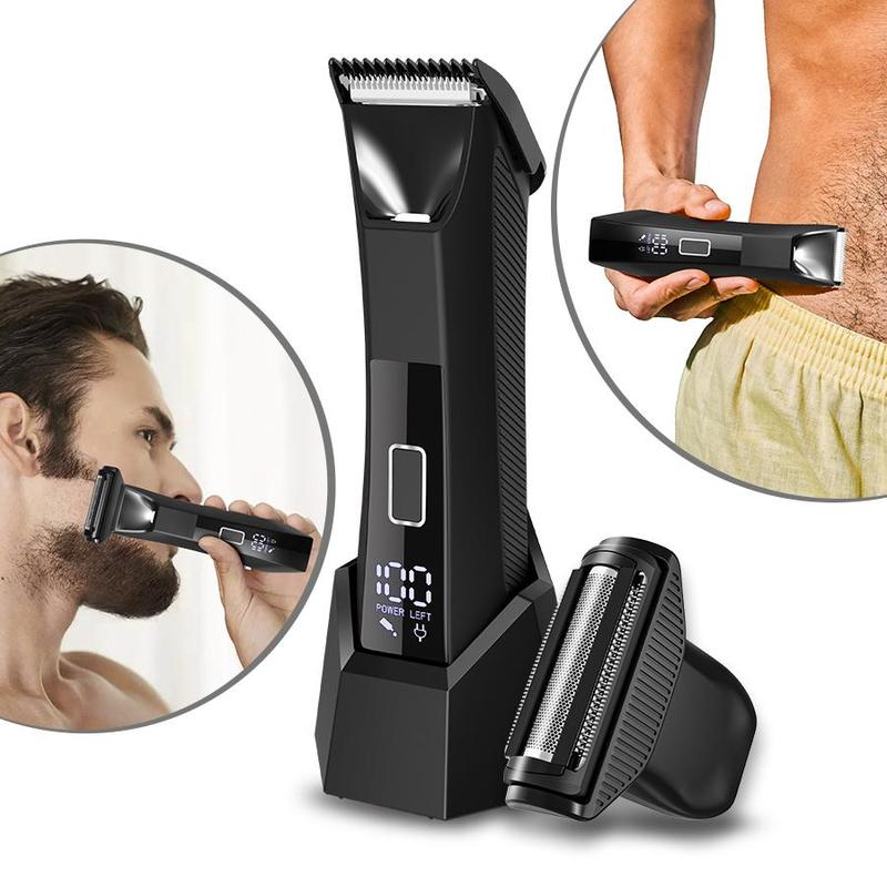 Electric Hair Trimmer Kit, 1 Box Waterproof Wet and Dry Groomer, USB-C Rechargeable Trimmer with Base, Body Trimmer for Men, Men's Ball Shaver, Groin & Body Hair Trimmer for Men