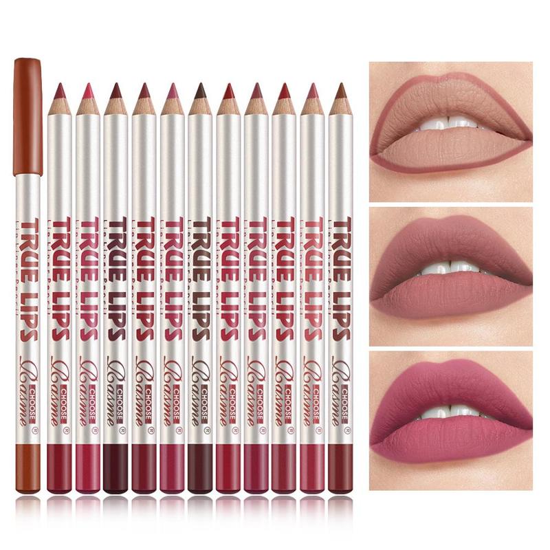 Long Lasting Lip Liner Set, 12pcs set Matte Lip Liner Pencil, Easy Coloring Lip Liner Pen, Suitable for All Occasions Lip Makeup, Girls Makeup Accessories