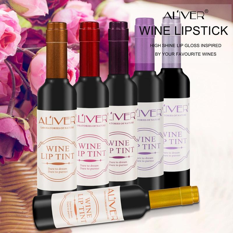 Wine Design Lipstick, 6pcs Long Lasting Lip Gloss, Moisturizing Lip Glaze, Tinted Lip Gloss, Glossy Lip Glaze, Plumping Lip Oil Lip Stick for Girls & Women, Elegant Hydrating Lip Cosmetic For Gift