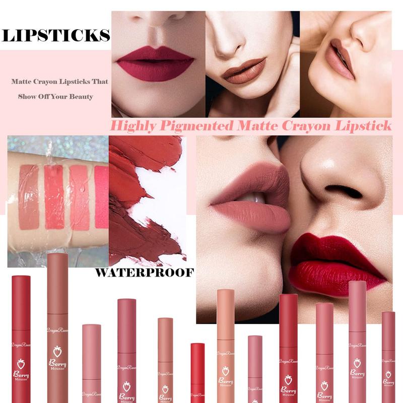 3 Piece Nude Matte Lipstick Set,Natural Nude Lipstick Velvet Air Moisture Smooth Crayon Lip Stain,Matt e Lipstick 24 Hour SuperstayLong Lasting Waterproof Lip Gloss