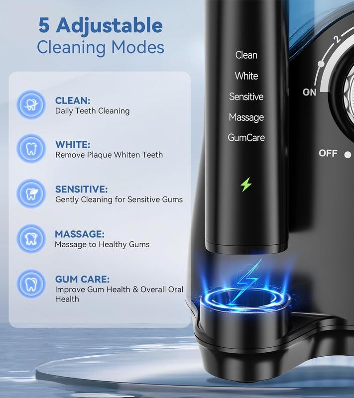 Water Flosser & Ultrasonic Electric Toothbrush Combo, 600ML Water Dental Flosser Toothbrush  10 Adjustable Water Pressure Oral